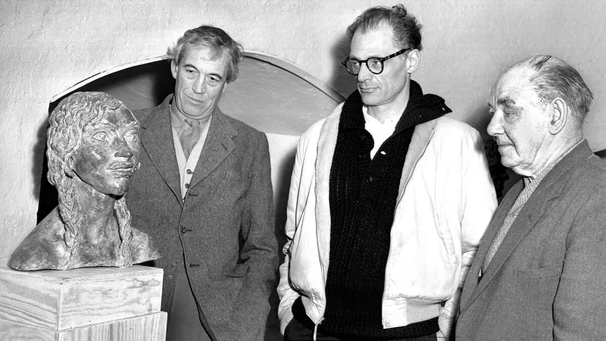 Filmmaker John Huston and playwright Arthur Miller visit Blackrock Castle, Cork, in 1960, in the company of castle owner Robert Jackson. Picture: Irish Examiner Archives