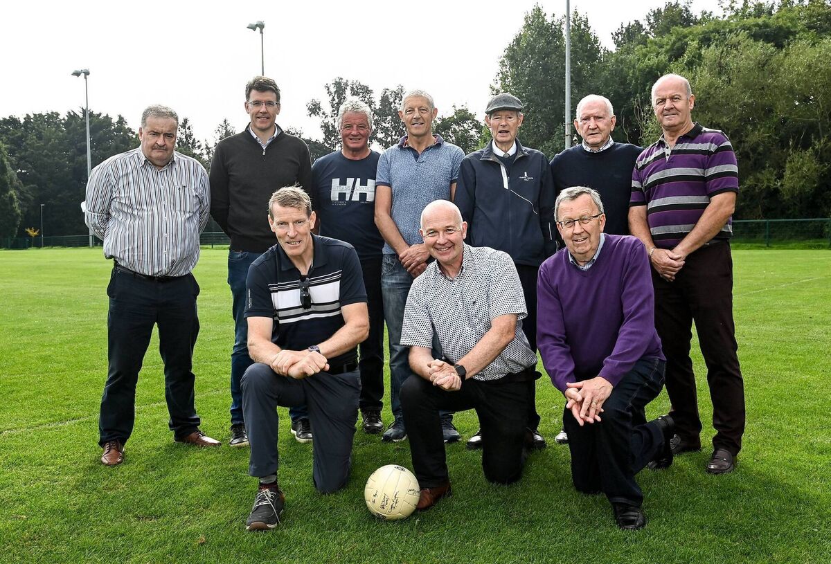 Kerry attendees, back row, from left, Willie Maher, Noel O'Mahony, Mikey Connor, Tomás Ó Flatharta, Mícheál Ó Muircheartaigh, Pat McCarthy and Jack O'Shea and front row; from left, Dermot Hanafin, Timmy Brosnan and Jackie Walsh at UCD during the reunion of club and inter-county GAA players trained by Mícheál Ó Muircheartaigh as part of a training group of Dublin based players in the 1970, '80's and '90's at UCD in Belfield, Dublin. Picture: Piaras Ó Mídheach/Sportsfile