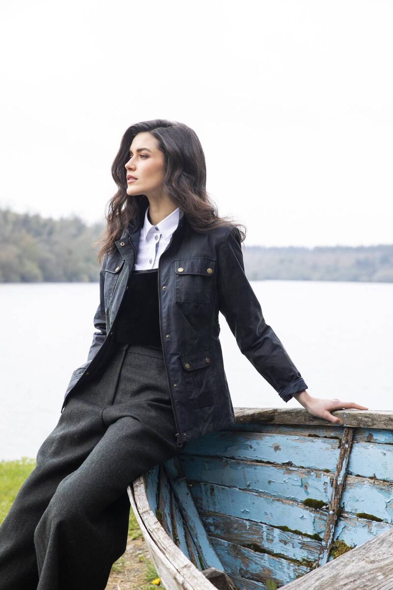 ‘Cara’ utility style belted wax jacket, €260 and ‘Enya’ tweed culottes, €175, Jack Murphy x Deborah Veale collaboration. Picture: Barry McCaul.