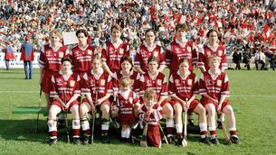 <p>WHEN WEST WAS BEST: The Galway team that won the 1996 All-Ireland camogie final. Back row, from left to right: Ann Broderick, Pamela Nevin, Louise Curry, Olive Costello, Sharon Glynn, and Olivia Broderick. Front row, from left to right: Carmel Hannon, Veronica Curtin, Imelda Hobbins, Martina Harkin, Dympna Maher, and Denise Gilligan. <span class="contextmenu emphasis CaptionCredit">Picture: Ray McManus/Sportsfile</span>
            </p>