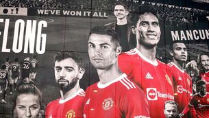 <p>Manchester United's Cristiano Ronaldo has been added to the player mural artwork on the outside of Old Trafford stadium</p>