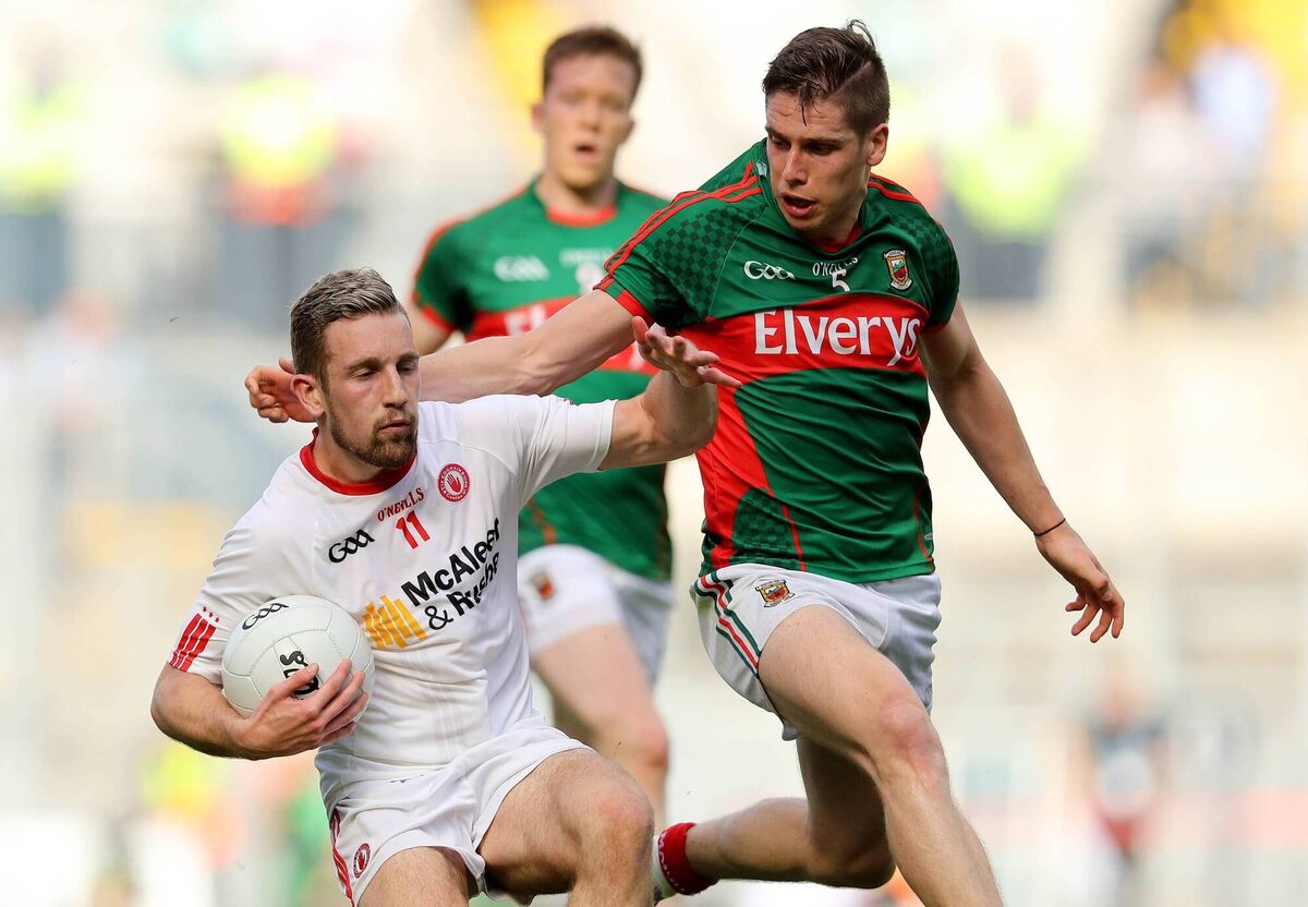 Tyrone's Niall Sludden and Lee Keegan of Mayo in 2016. Picture: INPHO/Ryan Byrne