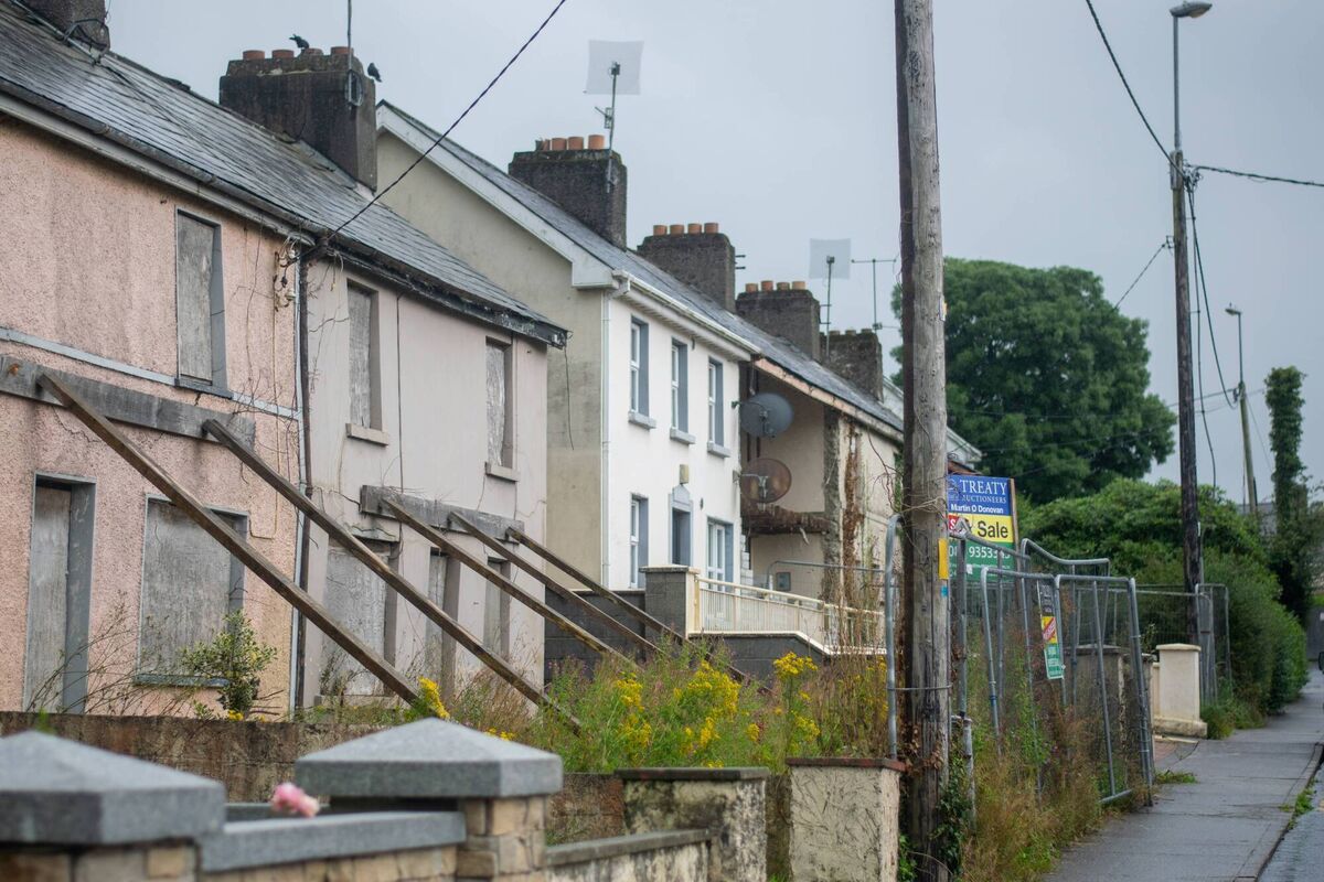 Derelict houses on Colbert Terrace in the town of Abbeyfeale, west Limerick. The CSO put the figure of vacant building at over 180,000 back in 2016 while the GeoView Directory by An Post from 2020 indicates there were more than 92,000 vacant addresses across the state. Picture: Darren Faul