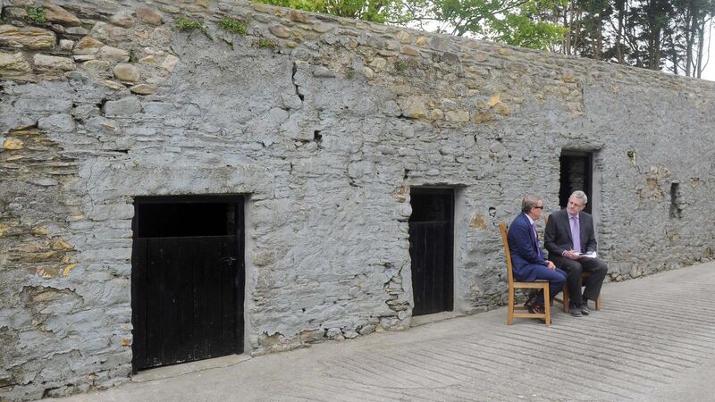 William Clay Ford Jr, executive chairman of the Ford Motor Company, with journalist John Dolan, outside the old Forde ancestral home near Ballinascarthy, in 2017. Picture: Denis Minihane. William Clay Ford Jr, executive chairman of the Ford Motor Company, with journalist John Dolan, outside the old Forde ancestral home near Ballinascarthy, in 2017. Picture: Denis Minihane.
