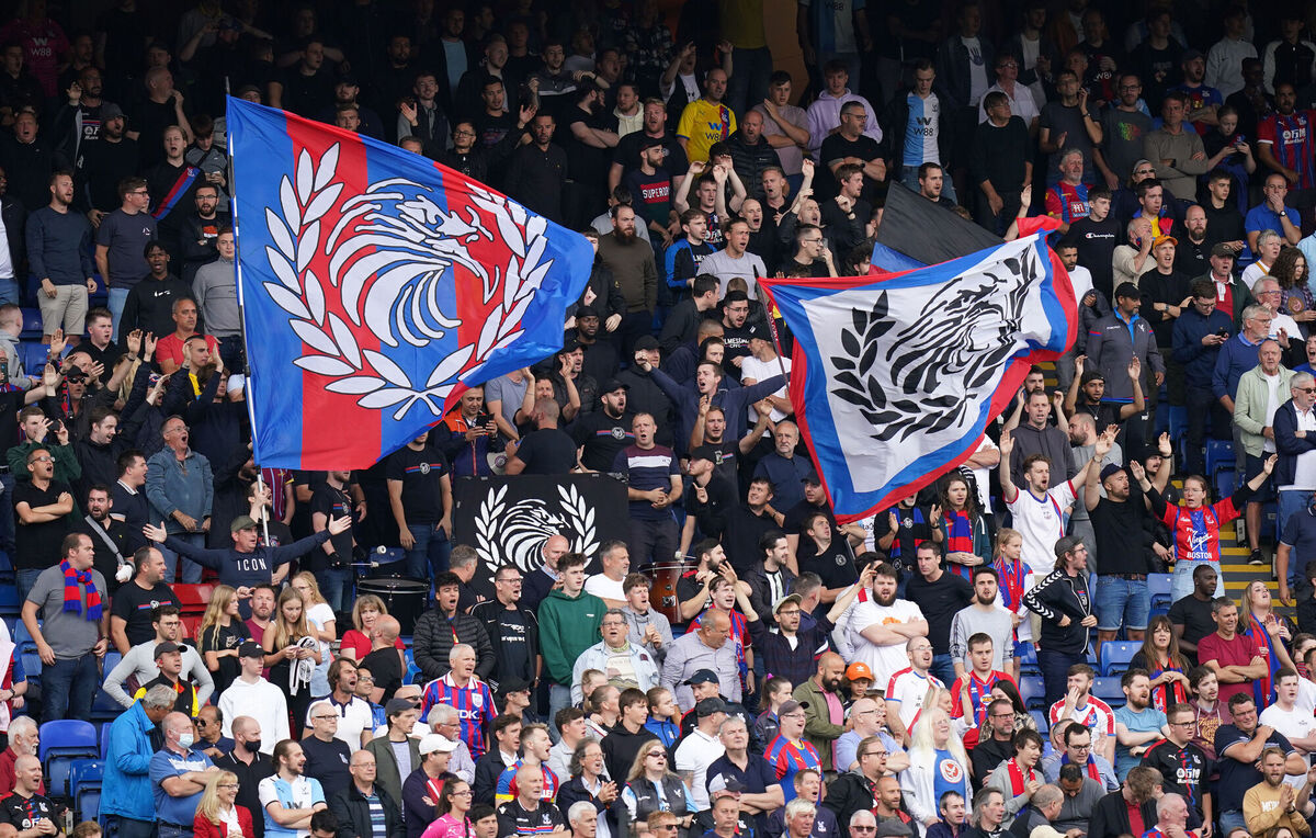 Crystal Palace fans during the Premier League match at Selhurst Park. Picture: Adam Davy/PA