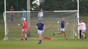 <p> Brian Hayes, St Finbarr's celebrates his goal. Picture: Dan Linehan</p>