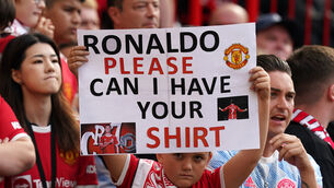<p>Cristiano Ronaldo fans at Old Trafford.</p>
