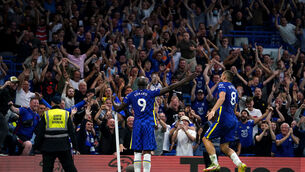 <p>Chelsea's Romelu Lukaku celebrates scoring their side's third goal of the game. Picture: Adam Davy/PA </p>