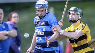 <p> Ballysaggart’s Stephen Bennett being chased by Lismore’s Cathrach Daly. Picture: Sean Byrne</p>
