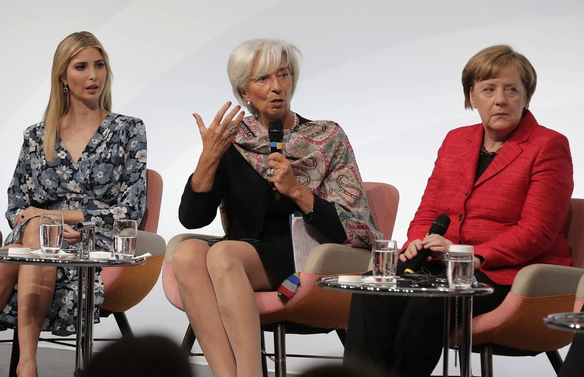 Ivanka Trump, daughter of then-US president Donald Trump, International Monetary Fund director Christine Lagarde and German chancellor Angela Merkel at a conference in 2017 aimed at building support for investment in women's economic empowerment programmes. Picture: AP/Markus Schreiber