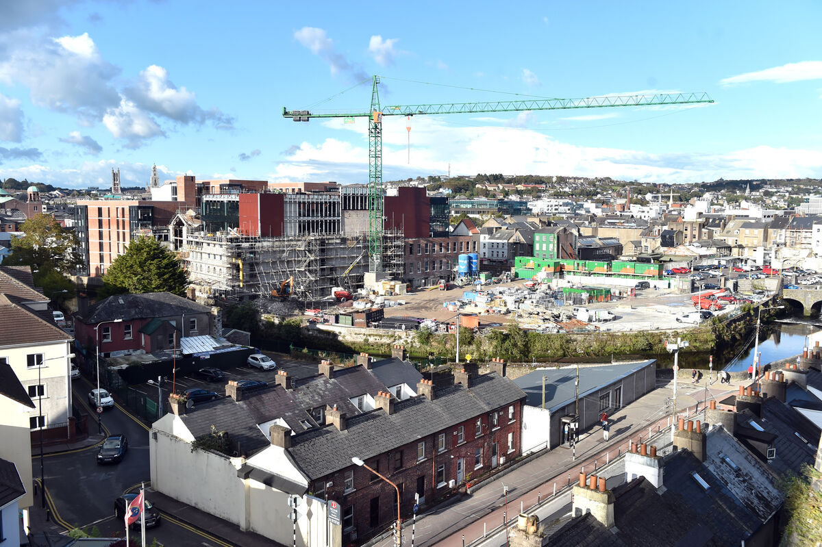 A current view from Elizabeth Fort of the former Beamish &amp; Crawford site on South Main St earmarked for the Cork Event Centre. The adjacent Lee Point student accommodation centre (on the left of the vacant site in this photo) has been completed. Picture: Eddie O'Hare