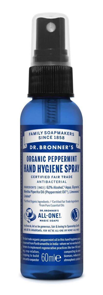 Dr. Bronner's Hand Hygiene Spray, Peppermint, €6.95.