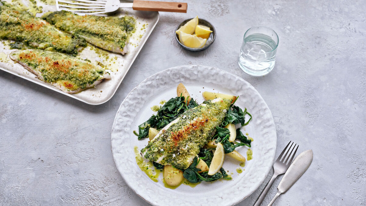 Whiting with a herb crust