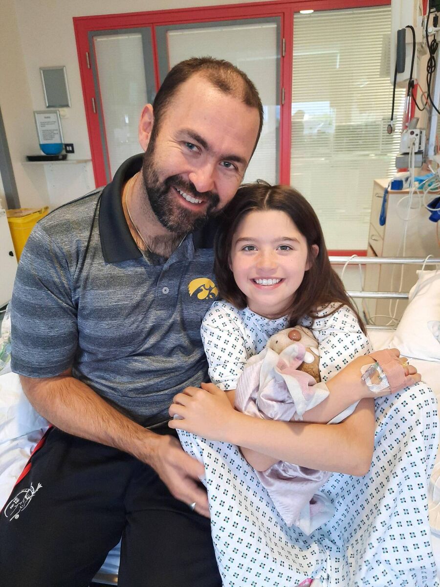 Eoin O'Connor with his daughter Béibhinn in the hours before she went to have open heart surgery last year and, unfortunately, never recovered.