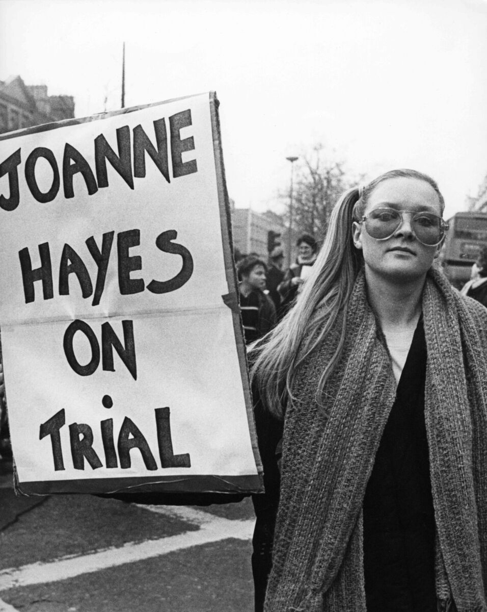 A woman protests during the Kerry Babies Tribunal. Photo: Eamonn Farrell/RollingNews.ie