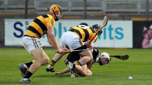 <p> Sean O'Leary Hayes, Midleton, Eoin Sheehan and Patrick Rourke, Na Piarsaigh. Picture: Jim Coughlan.</p>