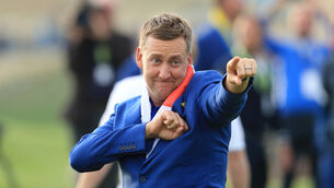 <p>Ian Poulter celebrates after Europe’s Ryder Cup win at Le Golf National (Gareth Fuller/PA)</p>