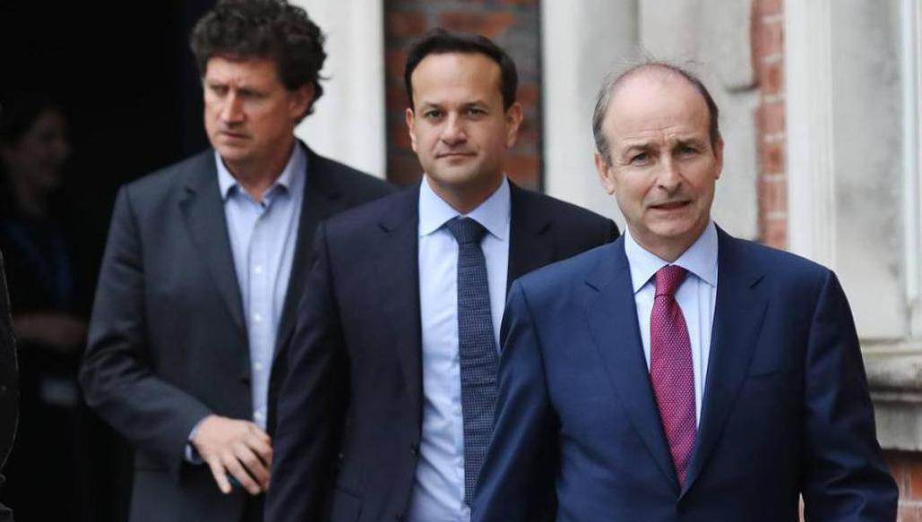 Transport Minister Eamon Ryan, Tánaiste Leo Varadkar, and An Taoiseach Micheál Martin; senior people in Fine Gael say the coalition is stronger than ever after the response to the Zappone appointment. File picture: Julien Behal