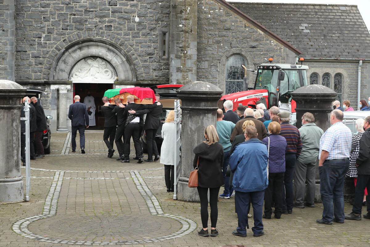 Eileen and Jamie O’Sullivan's 11am service was held in St. Michael's Church, Lixnaw, Co. Kerry. Photo: Niall Carson/PA