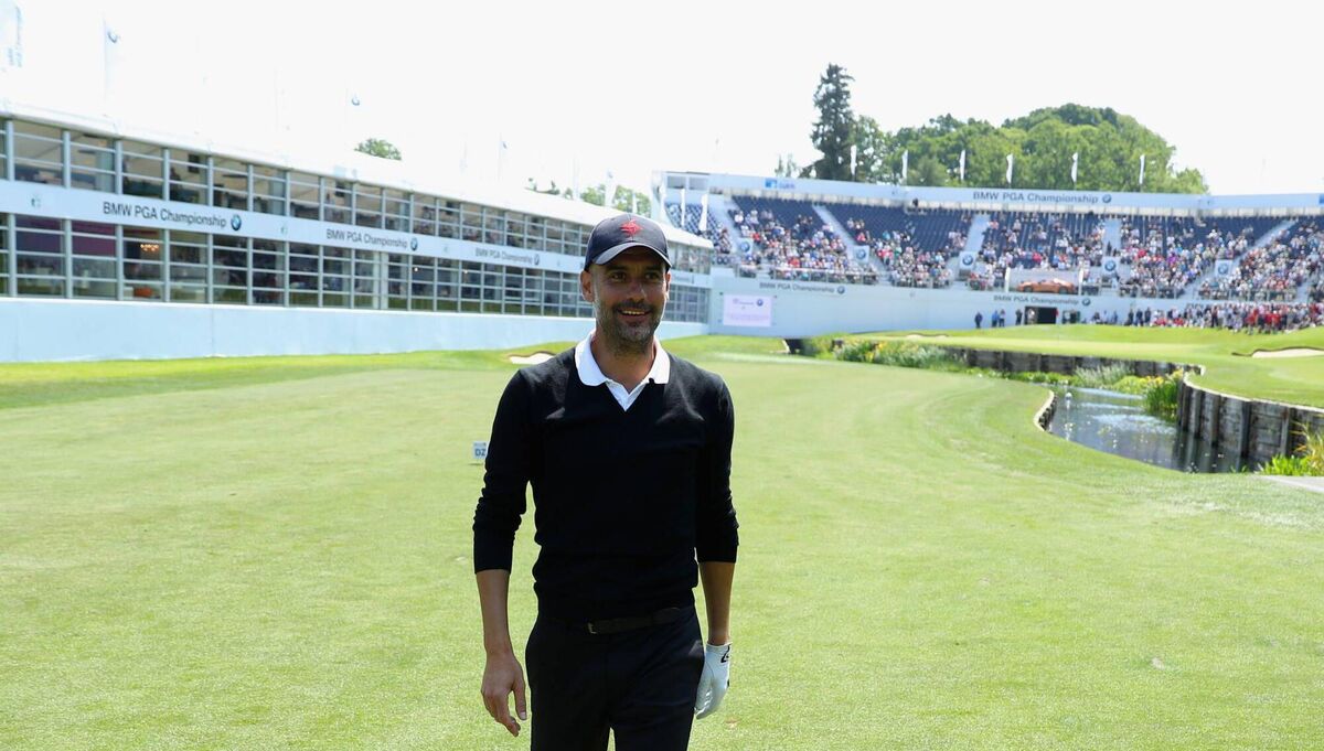 Manchester City manager Pep Guardiola at the BMW PGA Championship Pro Am tournament at Wentworth on May 23, 2018 in Virginia Water, England. (Photo by Warren Little/Getty Images)