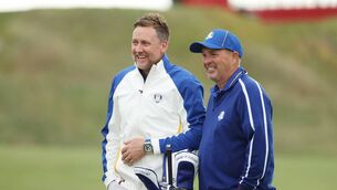 <p>Ian Poulter and caddie Terry Mundy enjoy a light moment ahead of the 43rd Ryder Cup at Whistling Straits. ‘We are going to have to embrace it being loud and raucous... We have to do a wonderful job of taking that energy and using it for ourselves,’ says Poulter.<span class="contextmenu emphasis CaptionCredit">	Picture: Patrick Smith</span>
            </p>