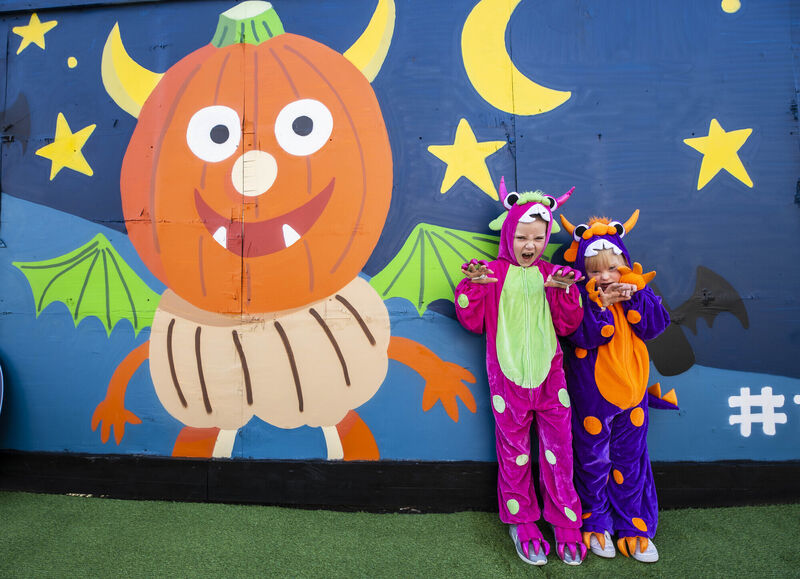 Aoife and Ciara jane already have their Halloween costumes picked out for next month. Picture: Andres Poveda.