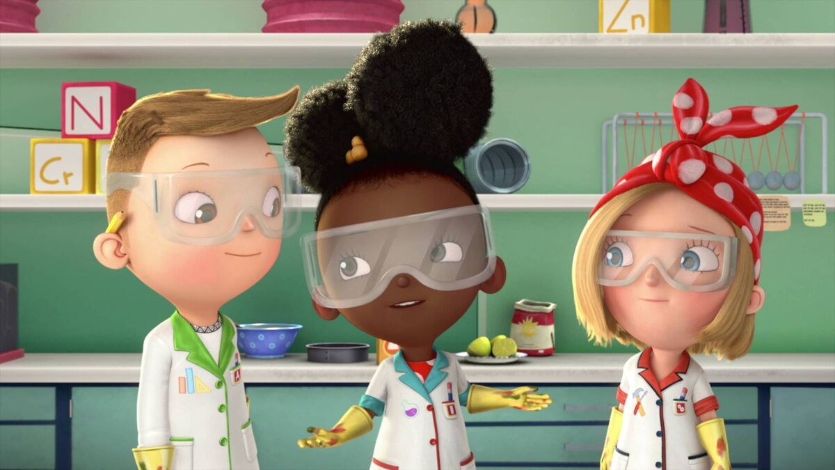 Ada Twist, Scientist. Nicholas Crovetti as Iggy Peck; Amanda Christine as Ada Twist and Candace Kozak as Rosie Revere. Netflix