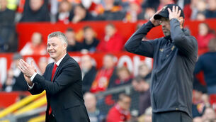 <p>Ole Gunnar Solskjaer, left, feels Jurgen Klopp’s complaints have had an effect (Martin Rickett/PA)</p>