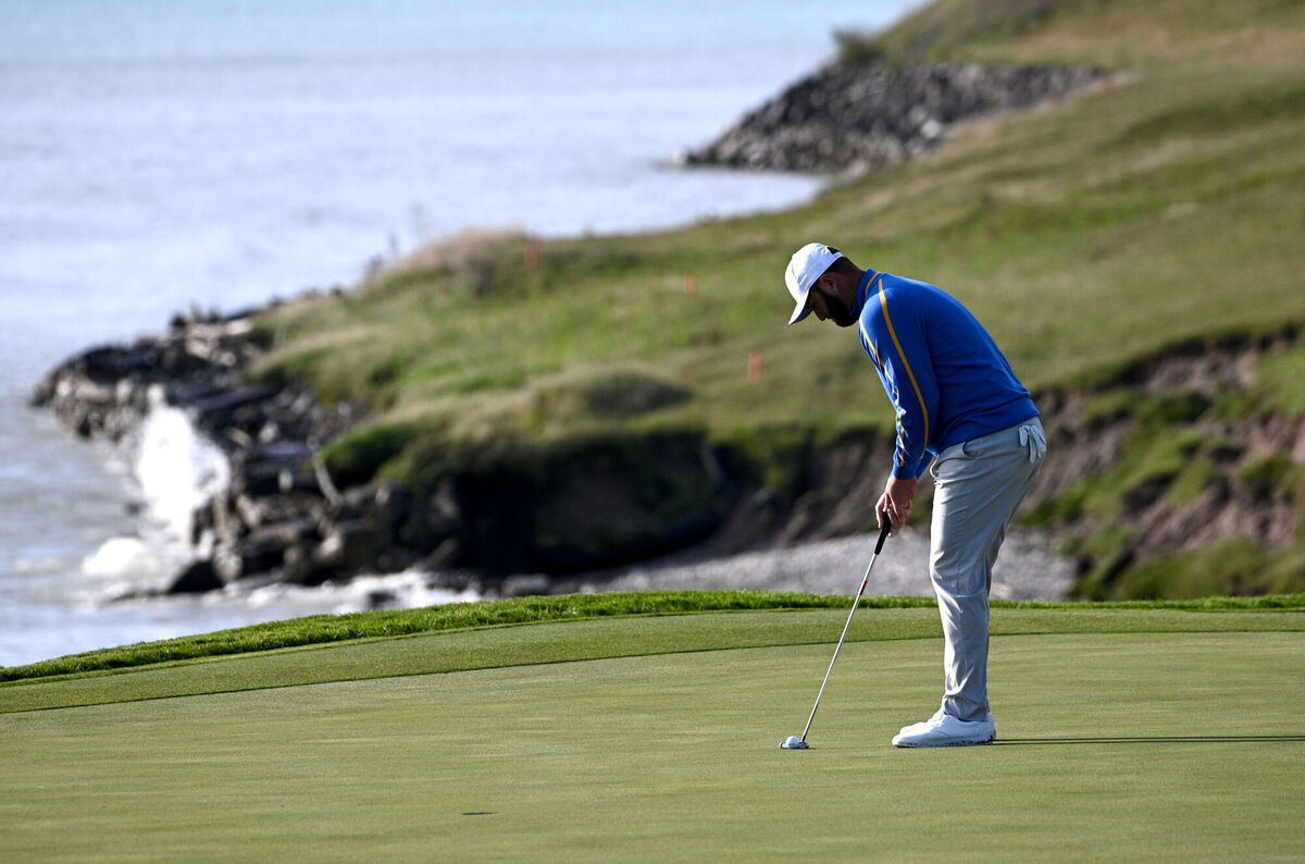 Team Europe's Jon Rahm putts on the eighth hole during the Foursomes on day one of the 43rd Ryder Cup at Whistling Straits. Picture: Anthony Behar/PA 