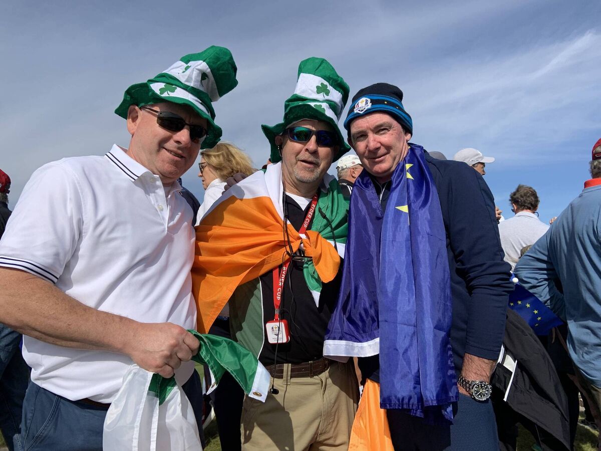 Kevin Fleming from Foxford, Co Mayo and Michael Carrigy and Gerry Fox from Lanesboro in Longford watched Rory McIlroy and Ian Poulter lose heavily to Patrick Cantlay and Xander Schauffele.