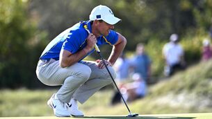 <p>Rory McIlroy was left out of a Ryder Cup session for the first time in his career on Saturday (Anthony Behar/PA)</p>