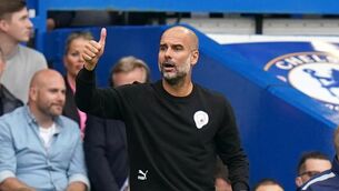 <p>Manchester City manager Pep Guardiola gestures on the touchline during the Premier League match at Stamford Bridge, London. Picture: Adam Davy/PA Wire. </p>