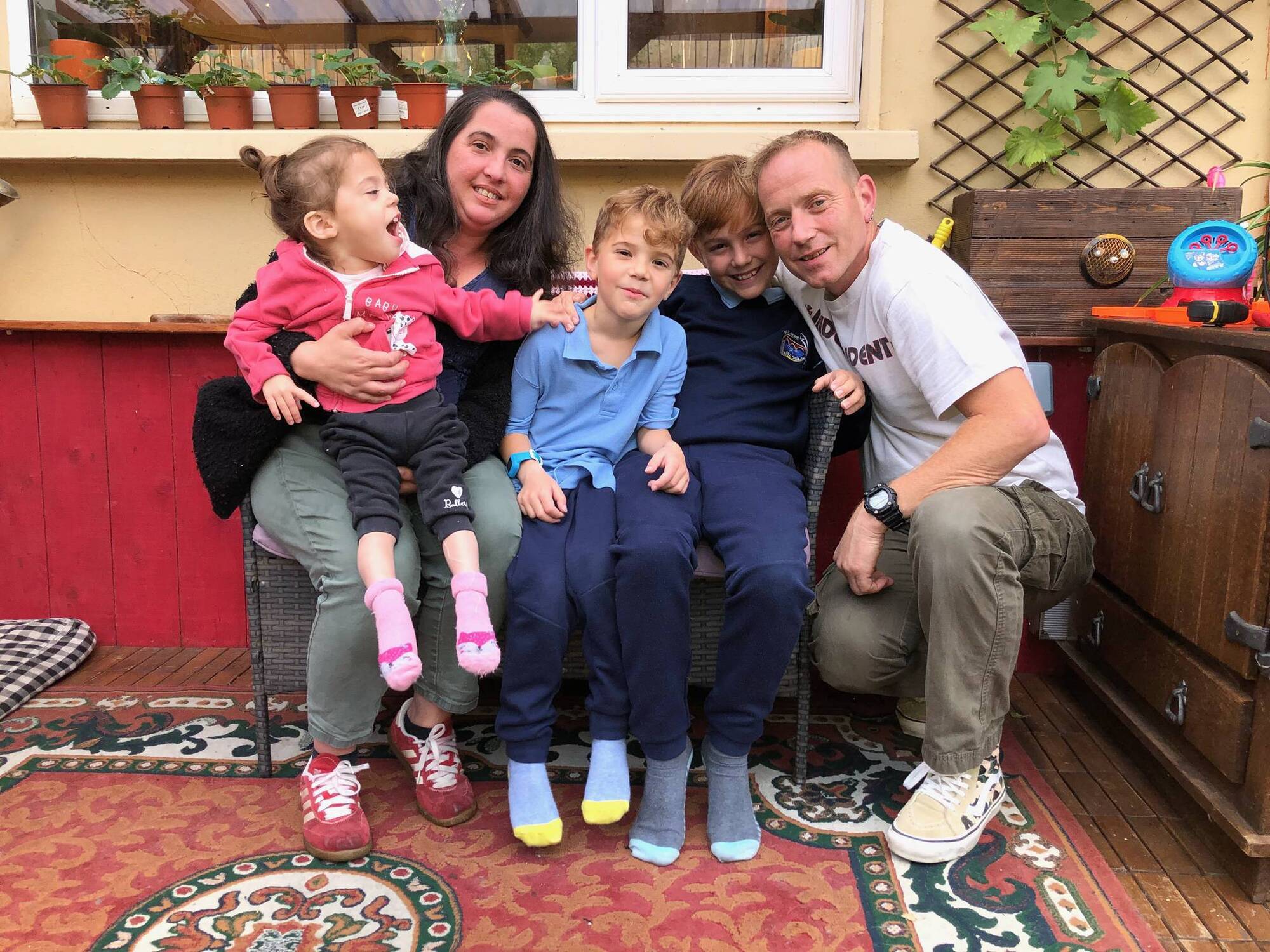 Marley Mae with her mum Zsuzsanna, brothers Abel and Ben, and dad Stephen. Marley Mae is only one of 20 worldwide to be diagnosed with EARS 2.