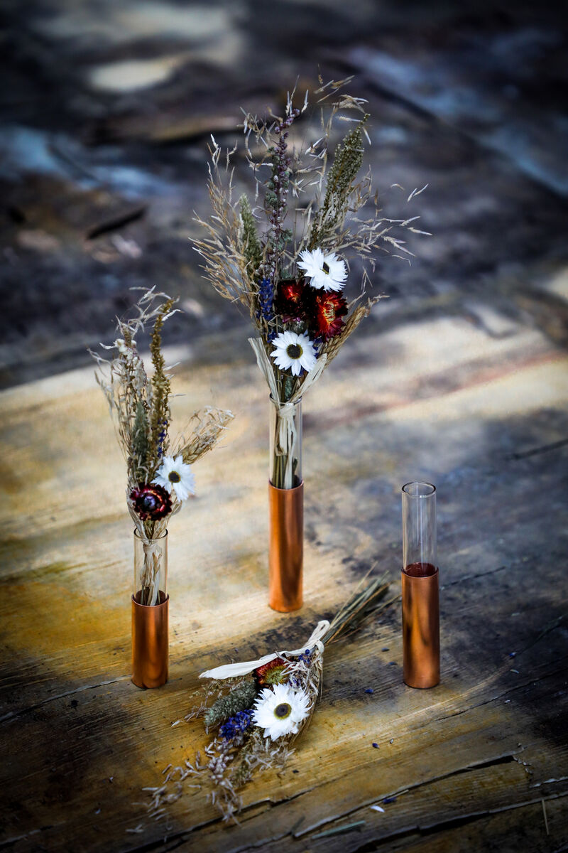 Kopper Kreation copper pipe flower bud vase. set of 3 starts from €40 Kopper Kreation copper pipe flower bud vase. set of 3 starts from €40