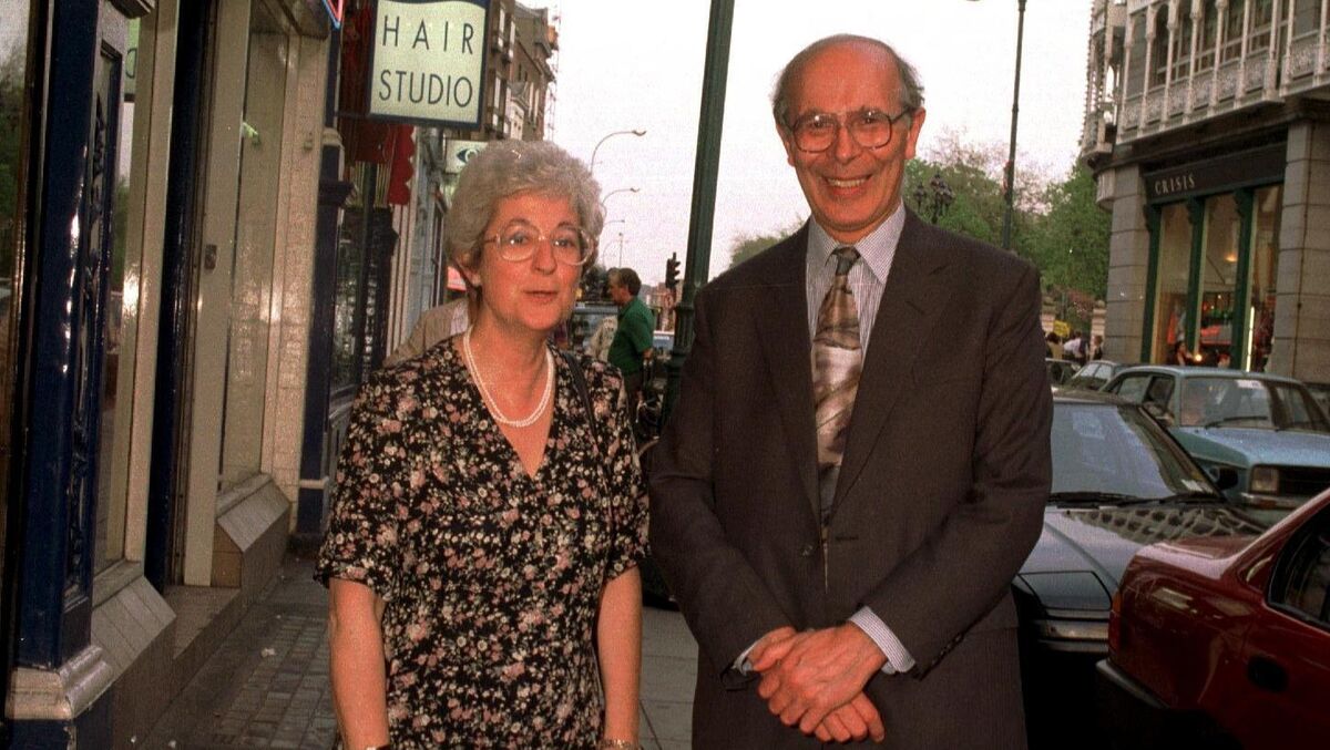 Mervyn Taylor and his wife Marilyn outside the Gaiety Theatre in Dublin in 1995. Picture: Photocall