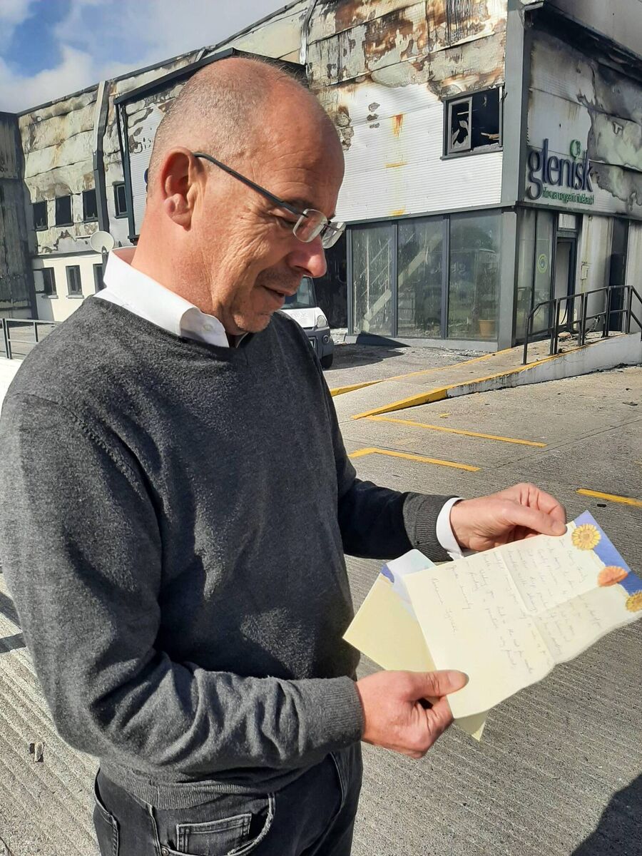 Vincent Cleary reads a letter from a well-wisher. Picture: Gearoid Keegan