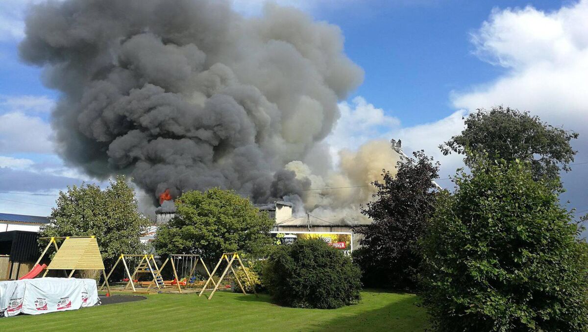 The fire which swept through the Glenisk factory on Monday morning. Picture: Ellen Burke @midlands 103