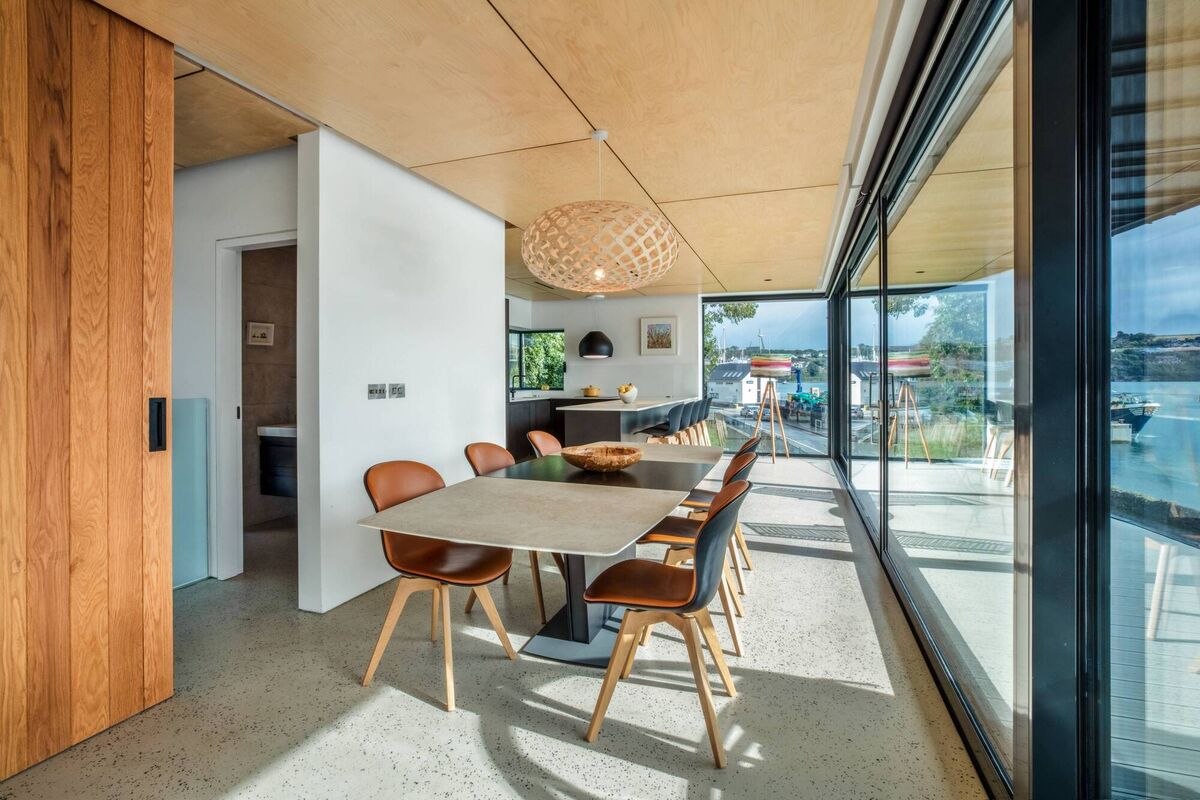 The open-plan kitchen/dining area. 