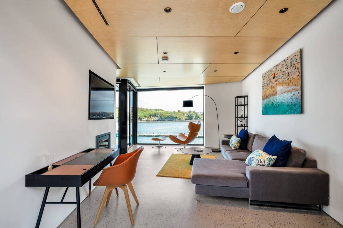 The living area where the furniture and pictures show an Australian influence. 