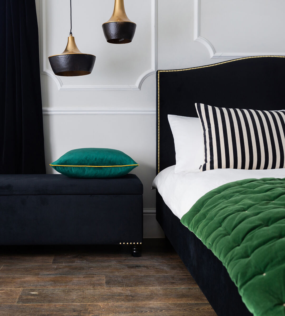 A king or super king demands comfortable, everyday clearance. Soho Black Velvet Bed, 1452, frenchbedroomcompany.co.uk. Hotel level luxury sprung mattresses by King Koil, 1565 (King), caseys.ie.