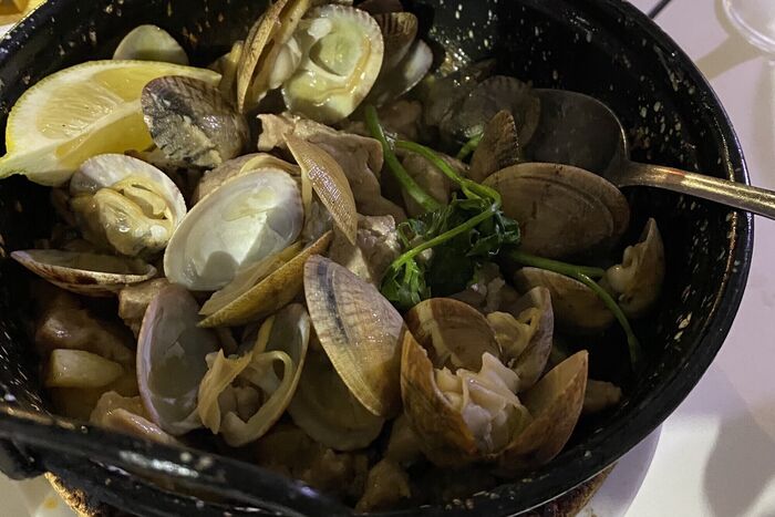 Portuguese steamed clams with Coriander