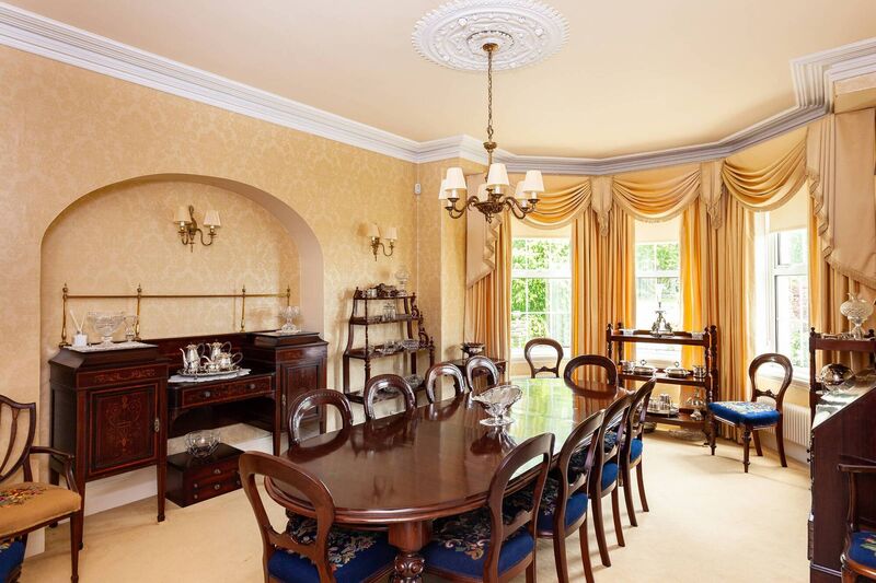 Another view of dining room, with canted bay window