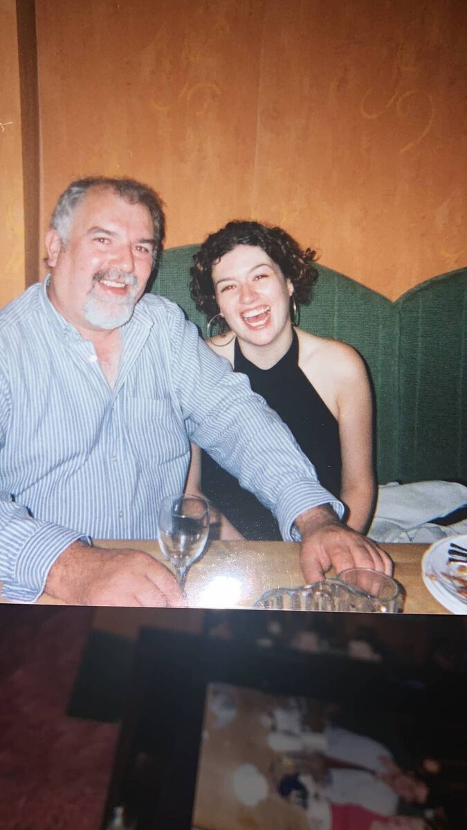 Noelle McCarthy in 2001 with her Dad before she left Ireland for the first time.