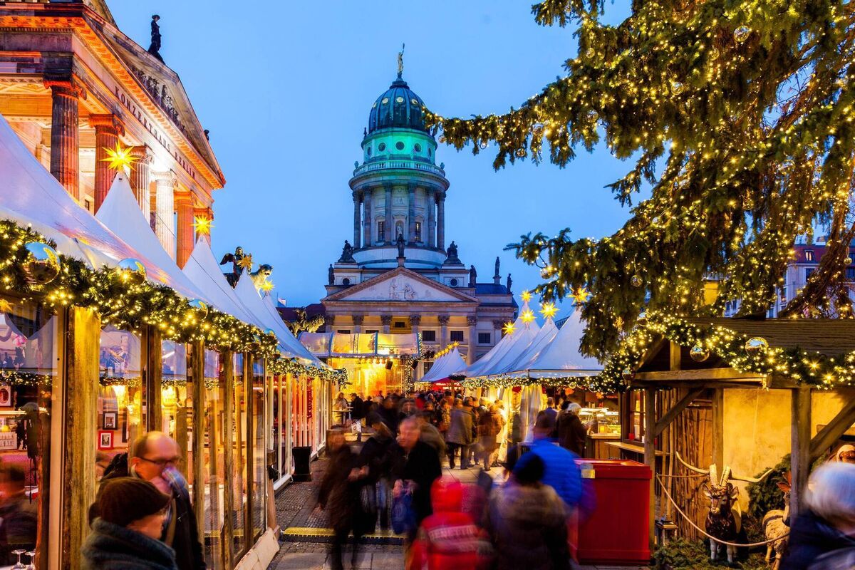 The Christmas market set up in Gendarmenmarkt in Berlin