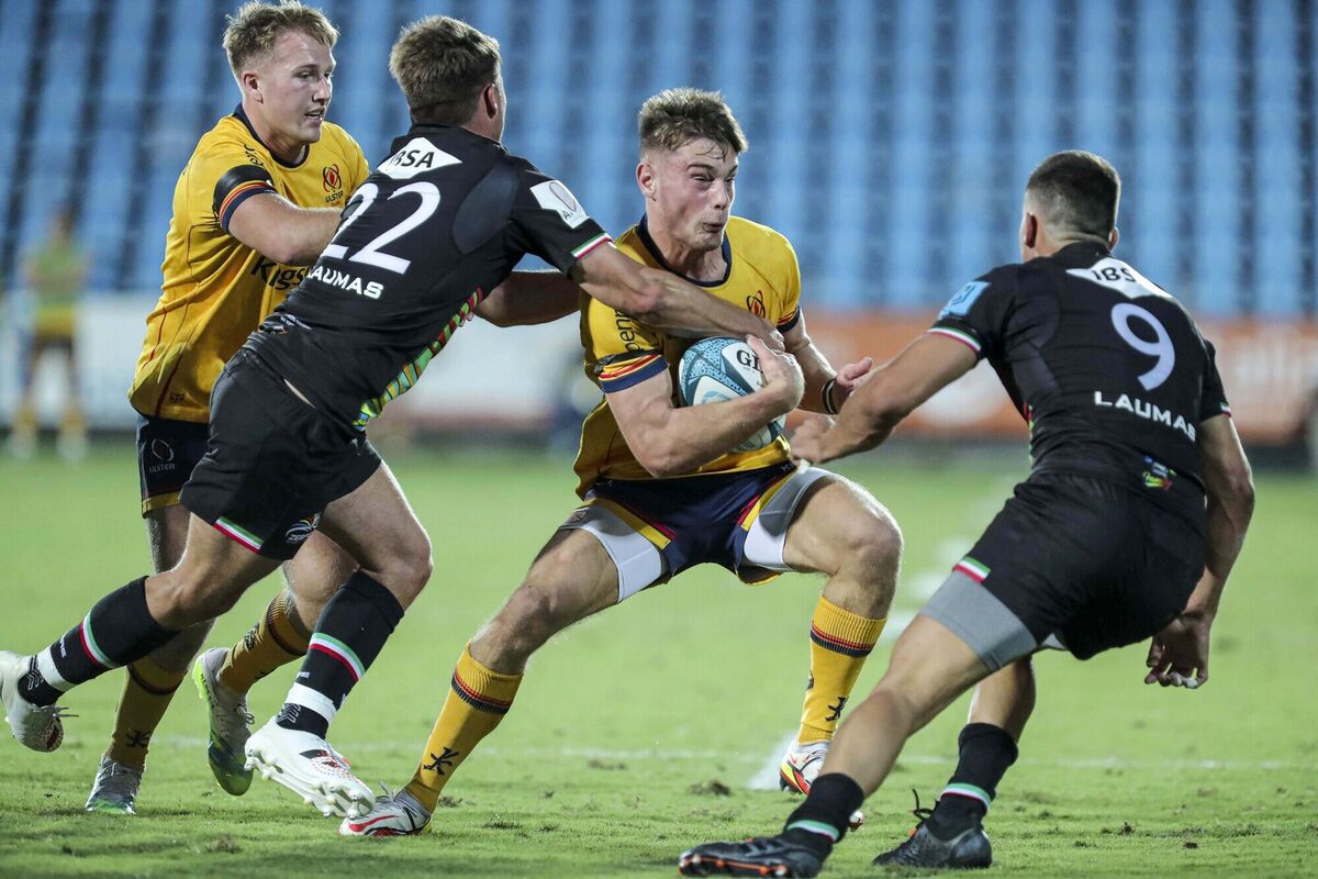 Ulster's Ethan Mcllroy comes up against Alessandro Fusco of Zebre. Picture: INPHO/Massimiliano Carnabuci