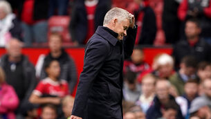 <p>Manchester United manager Ole Gunnar Solskjaer reacts after the final whistle. Picture: Martin Rickett/PA</p>