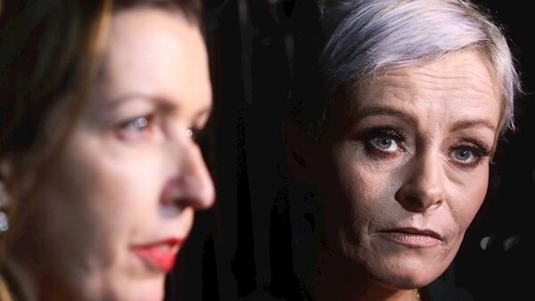 Vicky Phelan and Aine Morgan speaking to the media outside the gates of Leinster House(The Dail) on the need for Pembro to be made available to all women being treated for cervical cancer. Photo: Leah Farrell/RollingNews.ie