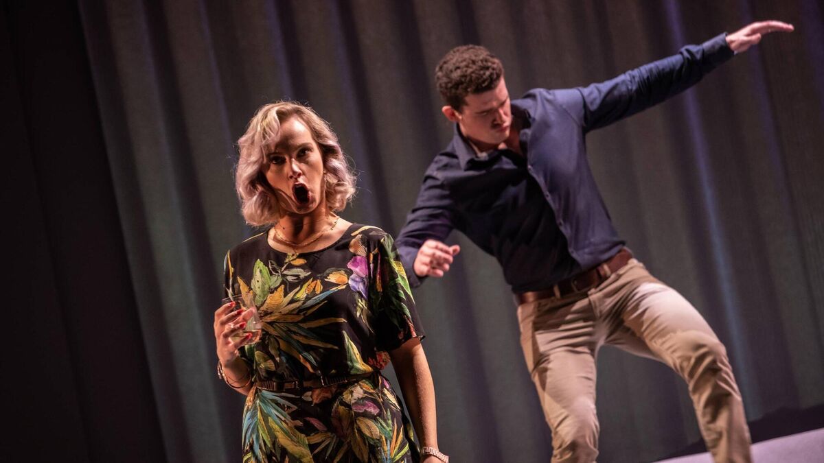 Niamh O’Sullivan and Emmett O’Hanlon in The First Child. Picture: Ste Murray Niamh O’Sullivan and Emmett O’Hanlon in The First Child. Picture: Ste Murray