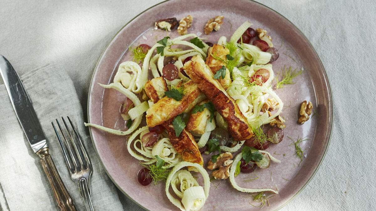 Halloumi, Fennel and Grapes