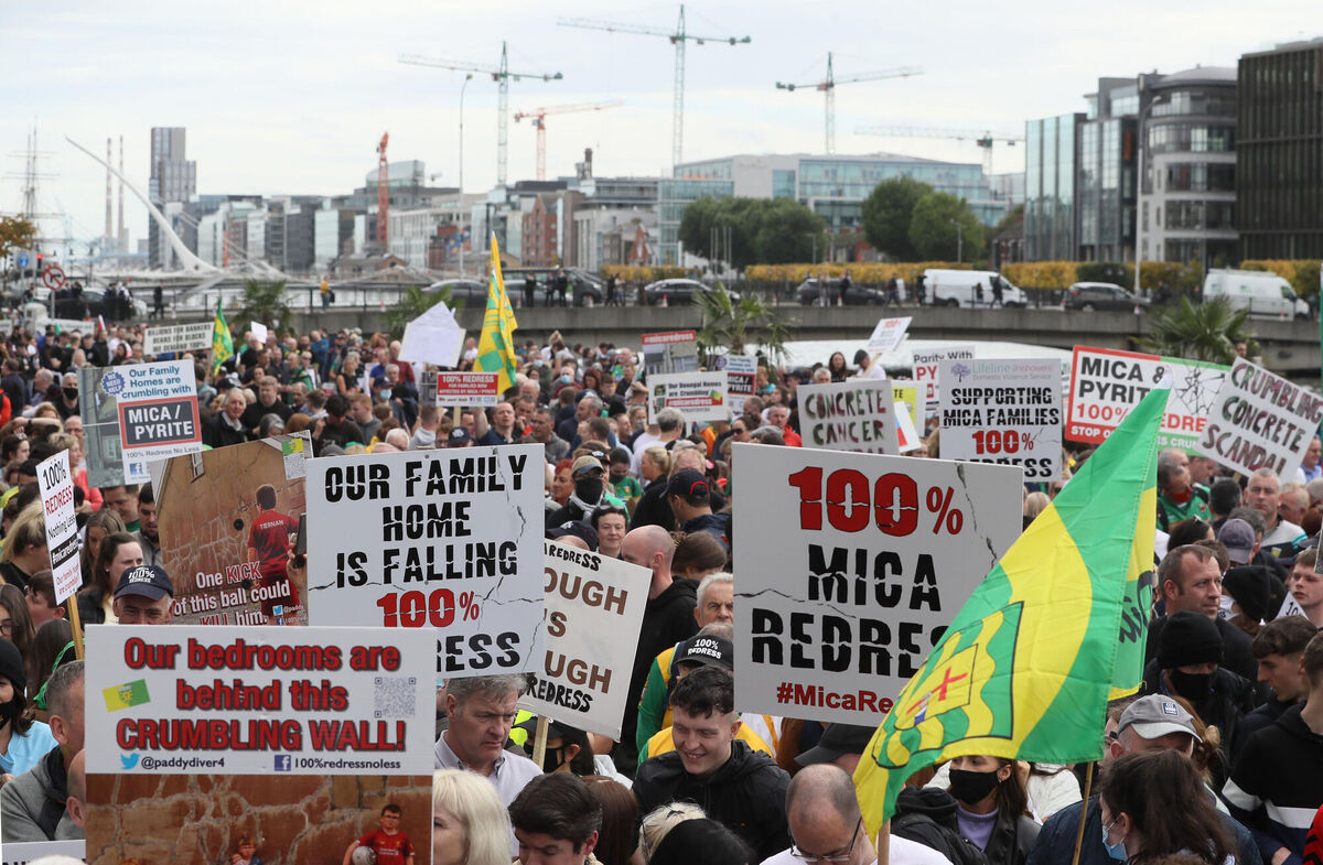 Demonstrators on O'Connell Street in Dublin. Picture: Brian Lawless/PA Wire